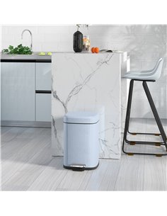 HOMCOM 12L Modern Boxy Metal Home Kitchen Bin - Light Blue 851-039V00LB 2