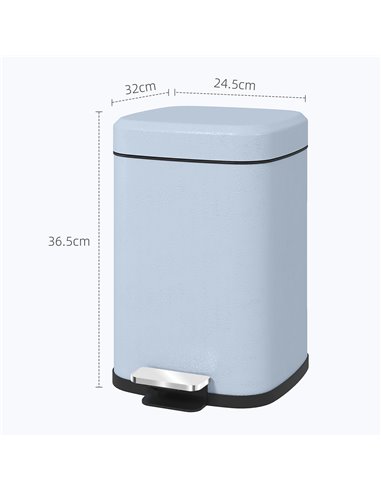 HOMCOM 12L Modern Boxy Metal Home Kitchen Bin - Light Blue 851-039V00LB