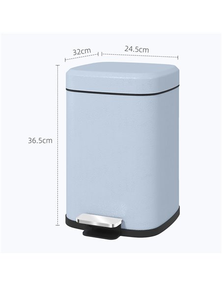HOMCOM 12L Modern Boxy Metal Home Kitchen Bin - Light Blue 851-039V00LB - pic 110494 | FastDaddyshop