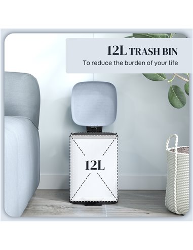HOMCOM 12L Modern Boxy Metal Home Kitchen Bin - Light Blue 851-039V00LB
