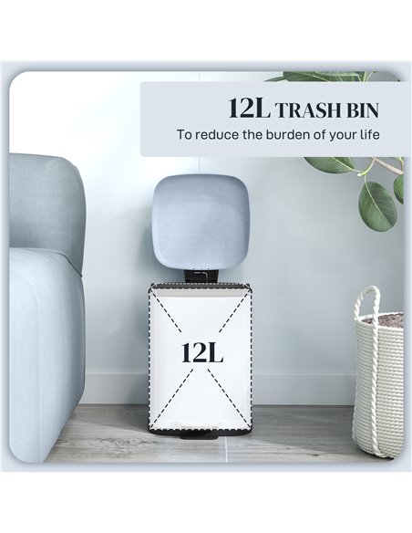 HOMCOM 12L Modern Boxy Metal Home Kitchen Bin - Light Blue 851-039V00LB - pic 110495 | FastDaddyshop