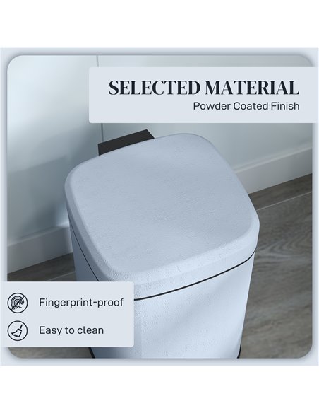 HOMCOM 12L Modern Boxy Metal Home Kitchen Bin - Light Blue 851-039V00LB - pic 110497 | FastDaddyshop