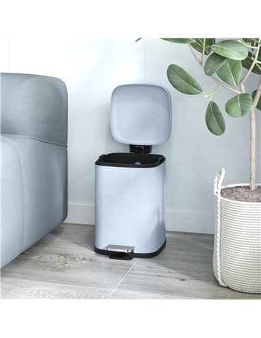 HOMCOM 12L Modern Boxy Metal Home Kitchen Bin - Light Blue 851-039V00LB