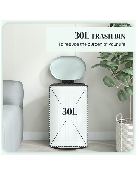 HOMCOM 30 Litre Pedal Bin, Fingerprint Proof Kitchen Bin with Soft-close Lid, Metal Rubbish Bin with Foot Pedal and Removable In - pic 110504 | FastDaddyshop