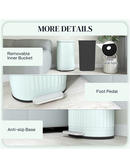 HOMCOM 30 Litre Pedal Bin, Fingerprint Proof Kitchen Bin with Soft-close Lid, Metal Rubbish Bin with Foot Pedal and Removable In - pic 110507 | FastDaddyshop