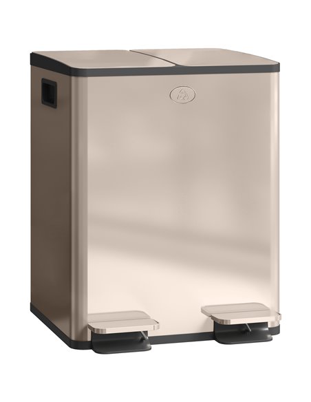 HOMCOM 40L Dual Compartment Stainless Steel Bin, with Deodoriser Holders - Gold Tone 851-033V01GD - pic 110510 | FastDaddyshop