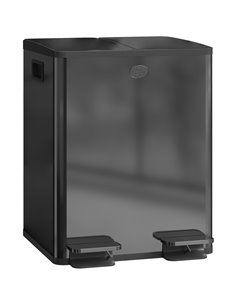 HOMCOM 40L Dual Compartment Stainless Steel Bin, with Deodoriser Holders - Black 851-033V01BK