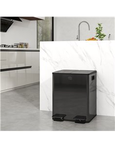 HOMCOM 40L Dual Compartment Stainless Steel Bin, with Deodoriser Holders - Black 851-033V01BK 2