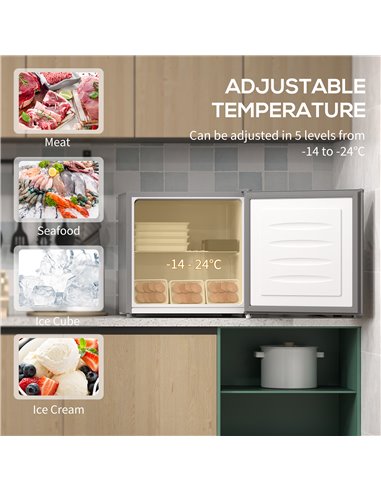 HOMCOM 35L Mini Freezer, -24℃ to -14℃ Temperature - Grey 800-127V70GY