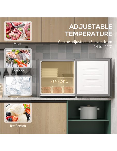 HOMCOM 35L Mini Freezer, -24℃ to -14℃ Temperature - Grey 800-127V70GY - pic 110558 | FastDaddyshop