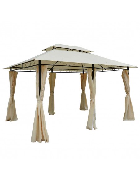 Outsunny 4x3m Metal Gazebo Canopy Party Tent with Curtains Sidewalls, Beige - pic 11063 | FastDaddyshop
