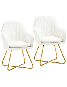 HOMCOM Set of Two Sherpa Fleece Dining Chairs - Cream 83B-132V70CW