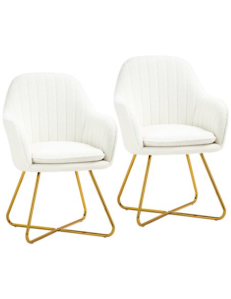 HOMCOM Set of Two Sherpa Fleece Dining Chairs - Cream 83B-132V70CW - pic 110672 | FastDaddyshop