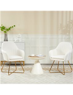 HOMCOM Set of Two Sherpa Fleece Dining Chairs - Cream 83B-132V70CW 2