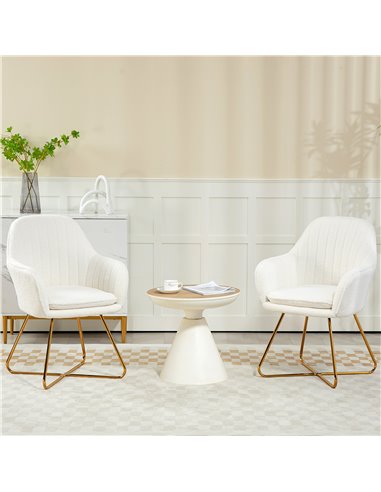 HOMCOM Set of Two Sherpa Fleece Dining Chairs - Cream 83B-132V70CW