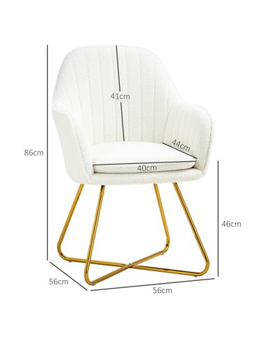 HOMCOM Set of Two Sherpa Fleece Dining Chairs - Cream 83B-132V70CW