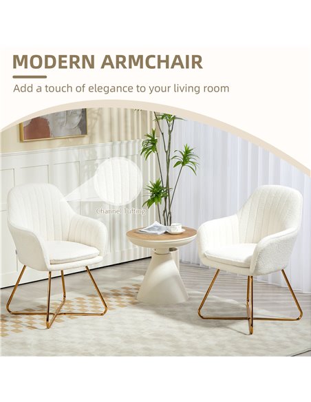 HOMCOM Set of Two Sherpa Fleece Dining Chairs - Cream 83B-132V70CW - pic 110675 | FastDaddyshop