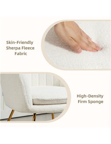 HOMCOM Set of Two Sherpa Fleece Dining Chairs - Cream 83B-132V70CW