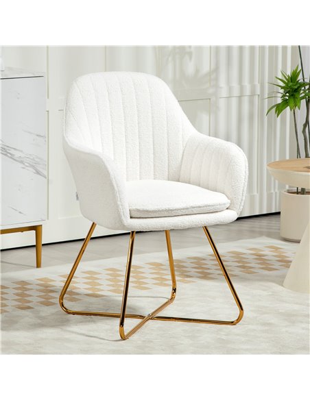HOMCOM Set of Two Sherpa Fleece Dining Chairs - Cream 83B-132V70CW - pic 110678 | FastDaddyshop
