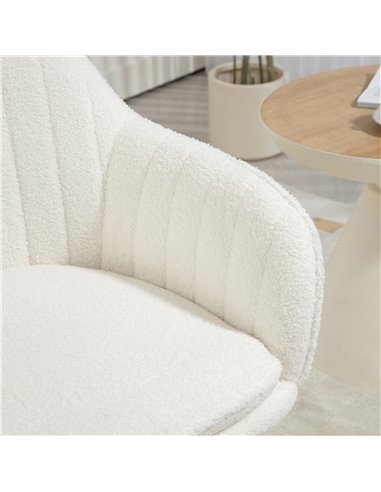 HOMCOM Set of Two Sherpa Fleece Dining Chairs - Cream 83B-132V70CW