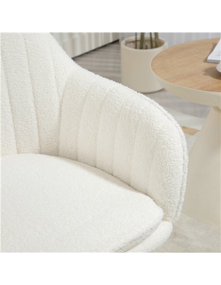 HOMCOM Set of Two Sherpa Fleece Dining Chairs - Cream 83B-132V70CW - pic 110679 | FastDaddyshop