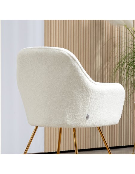 HOMCOM Set of Two Sherpa Fleece Dining Chairs - Cream 83B-132V70CW - pic 110680 | FastDaddyshop