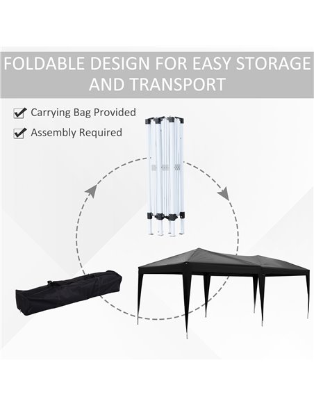 Outsunny 3 x 6 m Garden Heavy Duty Water Resistant Pop Up Gazebo Marquee Party Tent Wedding Canopy Awning w/ Storage Bag, Black - pic 11069 | FastDaddyshop