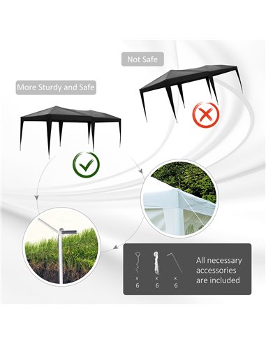 Outsunny 3 x 6 m Garden Heavy Duty Water Resistant Pop Up Gazebo Marquee Party Tent Wedding Canopy Awning w/ Storage Bag, Black