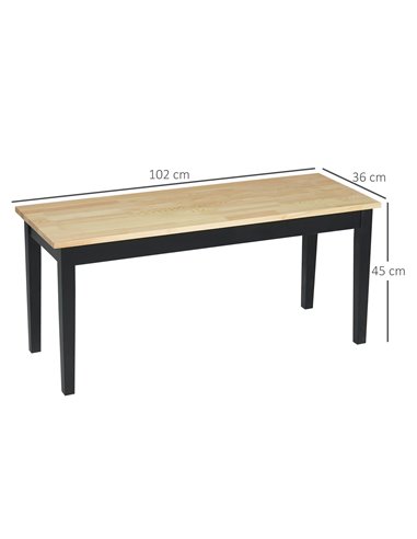 HOMCOM 102 cm Wood Dining Bench for 2 People, Wooden Bench for Kitchen, Dining Room, Entryway, Black 837-334V00ND