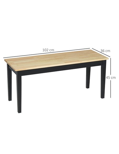 HOMCOM 102 cm Wood Dining Bench for 2 People, Wooden Bench for Kitchen, Dining Room, Entryway, Black 837-334V00ND - pic 110737 | FastDaddyshop