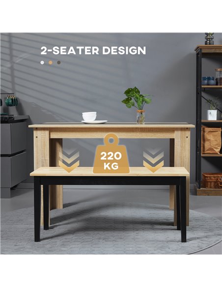 HOMCOM 102 cm Wood Dining Bench for 2 People, Wooden Bench for Kitchen, Dining Room, Entryway, Black 837-334V00ND - pic 110738 | FastDaddyshop