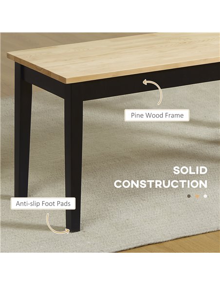 HOMCOM 102 cm Wood Dining Bench for 2 People, Wooden Bench for Kitchen, Dining Room, Entryway, Black 837-334V00ND - pic 110739 | FastDaddyshop