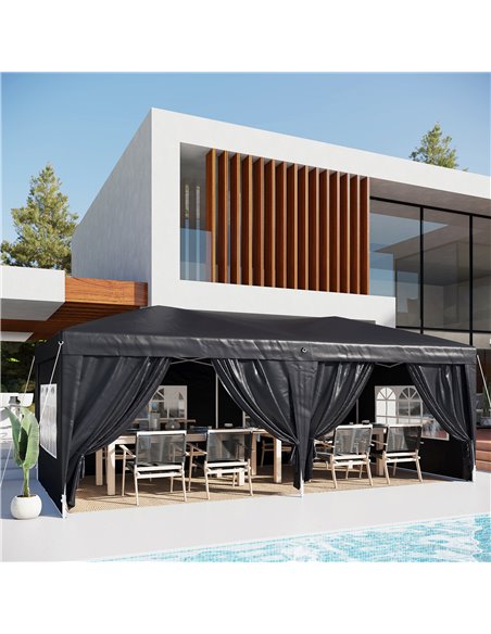 Outsunny 3 x 6 m Garden Heavy Duty Water Resistant Pop Up Gazebo Marquee Party Tent Wedding Canopy Awning w/ Storage Bag, Black - pic 11074 | FastDaddyshop