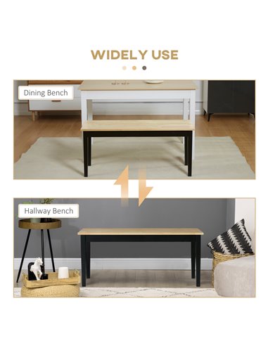 HOMCOM 102 cm Wood Dining Bench for 2 People, Wooden Bench for Kitchen, Dining Room, Entryway, Black 837-334V00ND