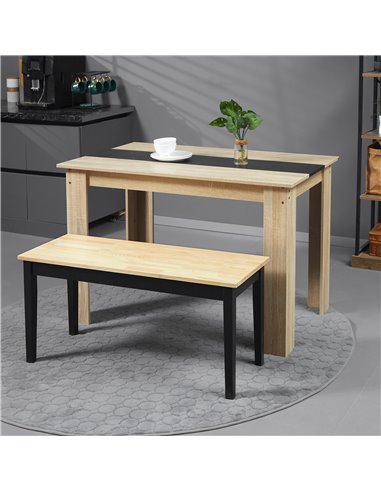 HOMCOM 102 cm Wood Dining Bench for 2 People, Wooden Bench for Kitchen, Dining Room, Entryway, Black 837-334V00ND