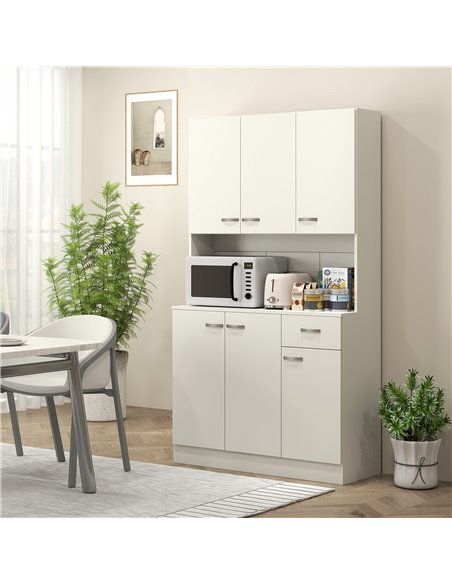 HOMCOM Freestanding Kitchen Pantry Storage Cabinet - White 801-026V81CW - pic 110754 | FastDaddyshop