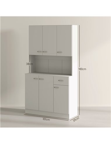 HOMCOM Freestanding Kitchen Pantry Storage Cabinet - White 801-026V81CW