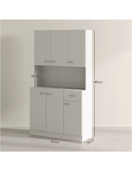 HOMCOM Freestanding Kitchen Pantry Storage Cabinet - White 801-026V81CW - pic 110755 | FastDaddyshop