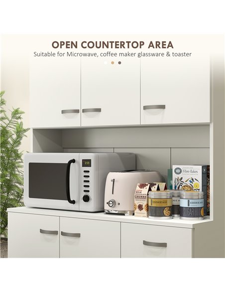 HOMCOM Freestanding Kitchen Pantry Storage Cabinet - White 801-026V81CW - pic 110757 | FastDaddyshop