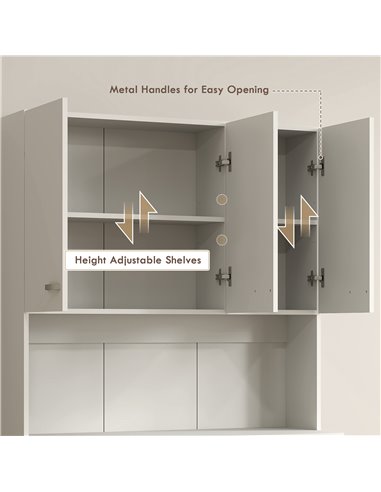 HOMCOM Freestanding Kitchen Pantry Storage Cabinet - White 801-026V81CW