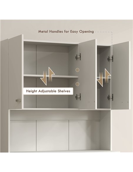 HOMCOM Freestanding Kitchen Pantry Storage Cabinet - White 801-026V81CW - pic 110758 | FastDaddyshop