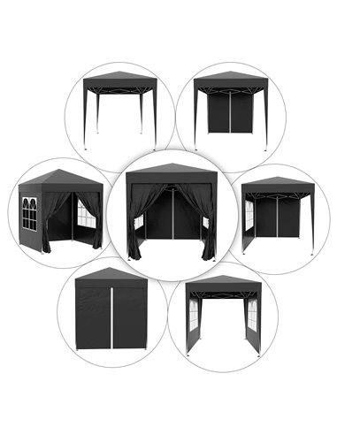 Outsunny 2m x 2m Garden Pop Up Gazebo Marquee Party Tent Wedding Awning Canopy New With free Carrying Case Black + Removable 2 W