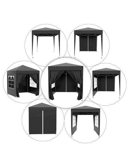 Outsunny 2m x 2m Garden Pop Up Gazebo Marquee Party Tent Wedding Awning Canopy New With free Carrying Case Black + Removable 2 W - pic 11077 | FastDaddyshop