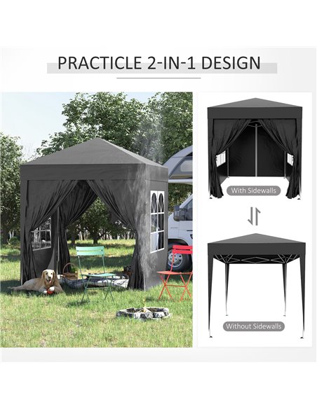 Outsunny 2m x 2m Garden Pop Up Gazebo Marquee Party Tent Wedding Awning Canopy New With free Carrying Case Black + Removable 2 W - pic 11078 | FastDaddyshop