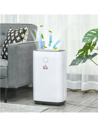 HOMCOM 20L/Day Portable Dehumidifier for Home, with LED Screen, Sleep Mode, 24H Timer, Electric Air Dehumidifier for Damp Laundr