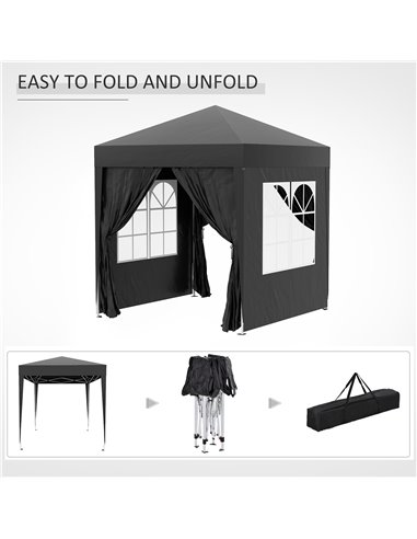 Outsunny 2m x 2m Garden Pop Up Gazebo Marquee Party Tent Wedding Awning Canopy New With free Carrying Case Black + Removable 2 W
