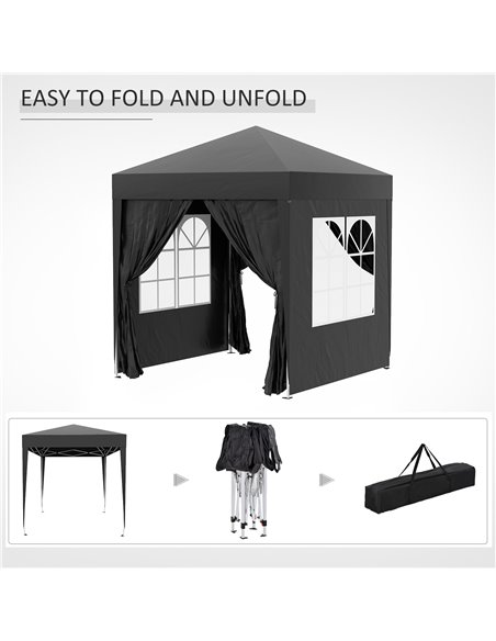 Outsunny 2m x 2m Garden Pop Up Gazebo Marquee Party Tent Wedding Awning Canopy New With free Carrying Case Black + Removable 2 W - pic 11080 | FastDaddyshop