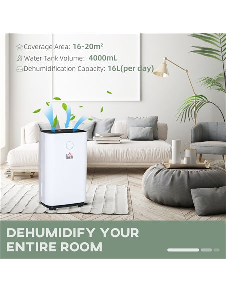 HOMCOM 20L/Day Portable Dehumidifier for Home, with LED Screen, Sleep Mode, 24H Timer, Electric Air Dehumidifier for Damp Laundr - pic 110801 | FastDaddyshop
