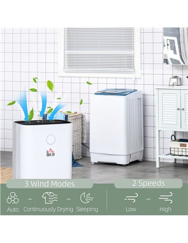 HOMCOM 20L/Day Portable Dehumidifier for Home, with LED Screen, Sleep Mode, 24H Timer, Electric Air Dehumidifier for Damp Laundr