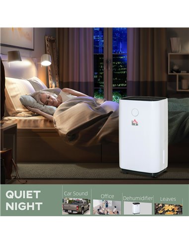 HOMCOM 20L/Day Portable Dehumidifier for Home, with LED Screen, Sleep Mode, 24H Timer, Electric Air Dehumidifier for Damp Laundr